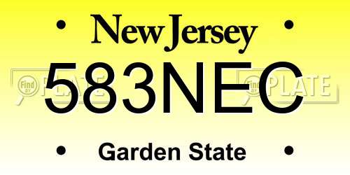 583NEC New Jersey License Plate