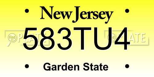 583TU4 New Jersey License Plate