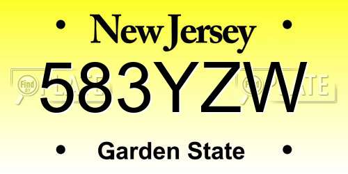 583YZW New Jersey License Plate