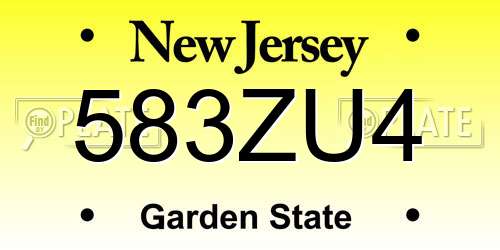 583ZU4 New Jersey License Plate