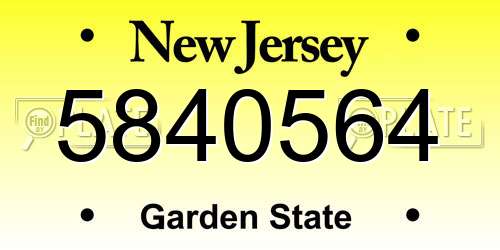 5840564 New Jersey License Plate