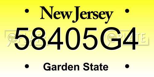 58405G4 New Jersey License Plate