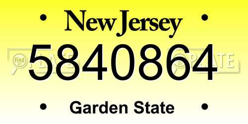 5840864 New Jersey License Plate