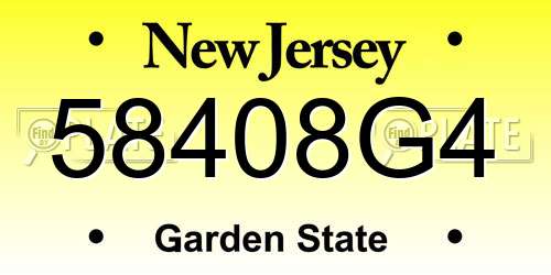 58408G4 New Jersey License Plate