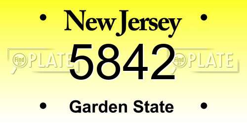 5842 New Jersey License Plate