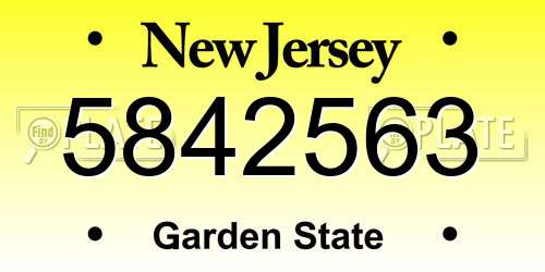 5842563 New Jersey License Plate