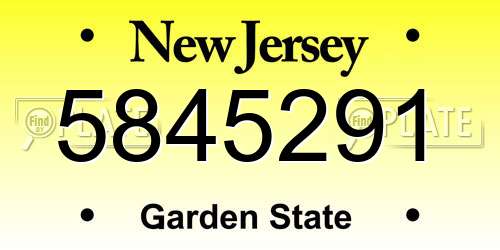 5845291 New Jersey License Plate