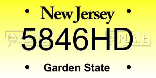5846HD New Jersey License Plate