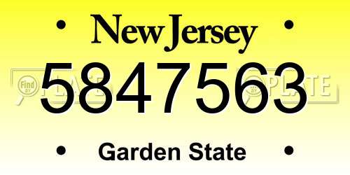 5847563 New Jersey License Plate