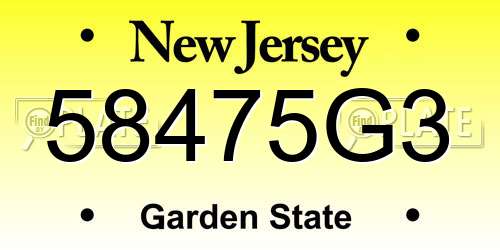 58475G3 New Jersey License Plate