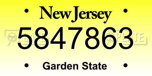 5847863 New Jersey License Plate