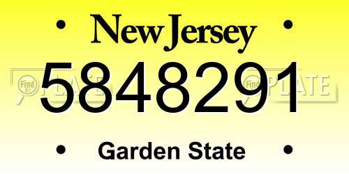 5848291 New Jersey License Plate