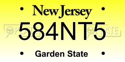 584NT5 New Jersey License Plate
