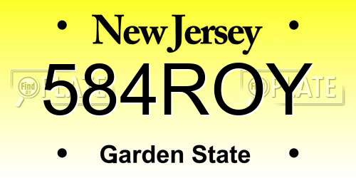 584ROY New Jersey License Plate