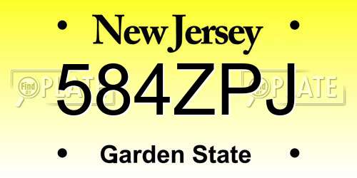584ZPJ New Jersey License Plate