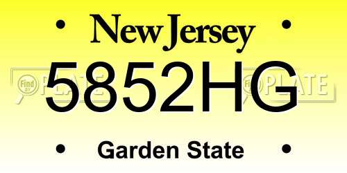 5852HG New Jersey License Plate