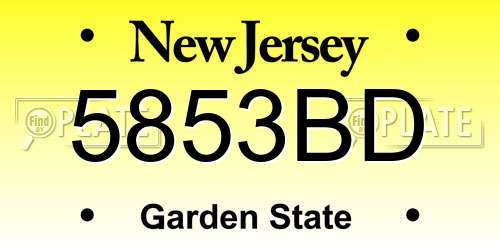 5853BD New Jersey License Plate