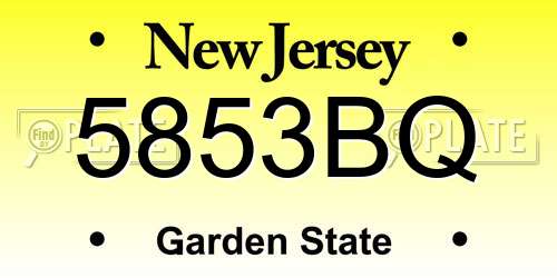5853BQ New Jersey License Plate