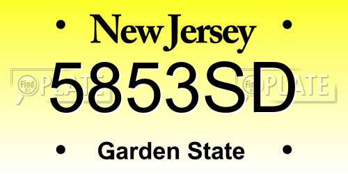 5853SD New Jersey License Plate