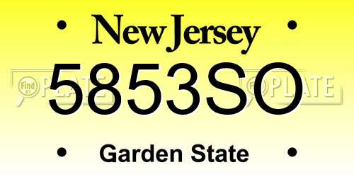 5853SO New Jersey License Plate