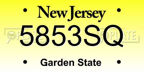 5853SQ New Jersey License Plate