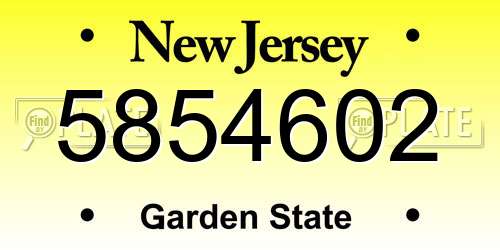 5854602 New Jersey License Plate