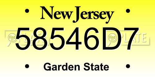 58546D7 New Jersey License Plate