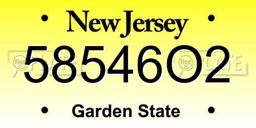 58546O2 New Jersey License Plate