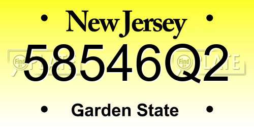 58546Q2 New Jersey License Plate