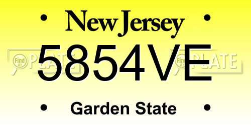 5854VE New Jersey License Plate