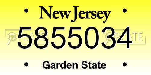 5855034 New Jersey License Plate
