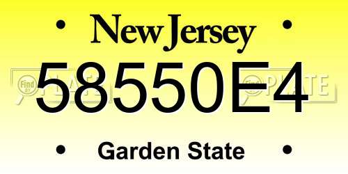 58550E4 New Jersey License Plate