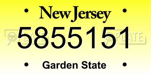 5855151 New Jersey License Plate