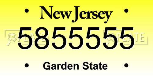5855555 New Jersey License Plate