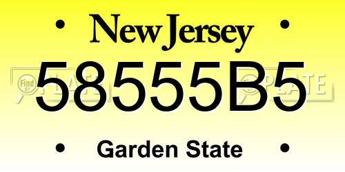 58555B5 New Jersey License Plate