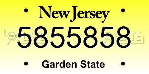 5855858 New Jersey License Plate
