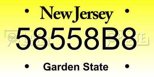 58558B8 New Jersey License Plate