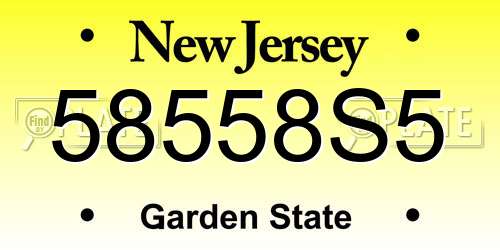 58558S5 New Jersey License Plate