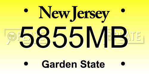 5855MB New Jersey License Plate