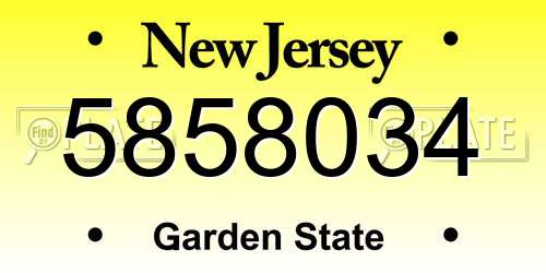 5858034 New Jersey License Plate
