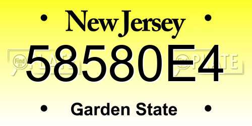 58580E4 New Jersey License Plate