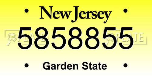 5858855 New Jersey License Plate