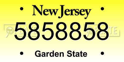 5858858 New Jersey License Plate