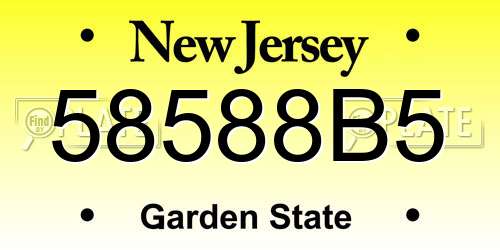 58588B5 New Jersey License Plate