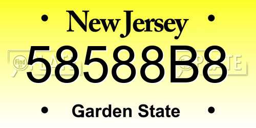 58588B8 New Jersey License Plate