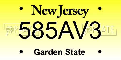 585AV3 New Jersey License Plate