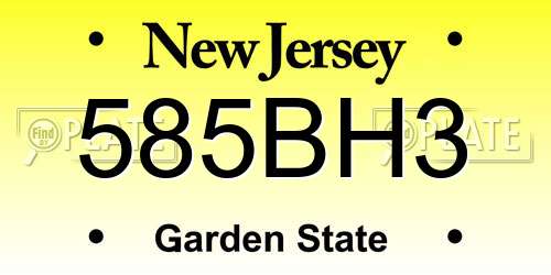 585BH3 New Jersey License Plate