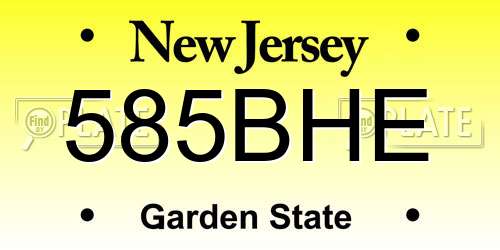 585BHE New Jersey License Plate