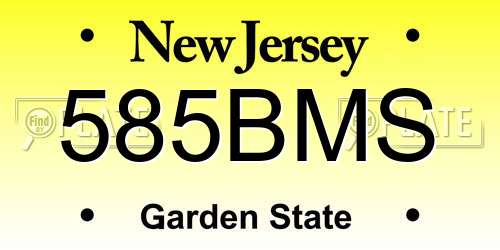 585BMS New Jersey License Plate