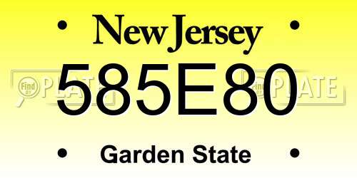 585E80 New Jersey License Plate